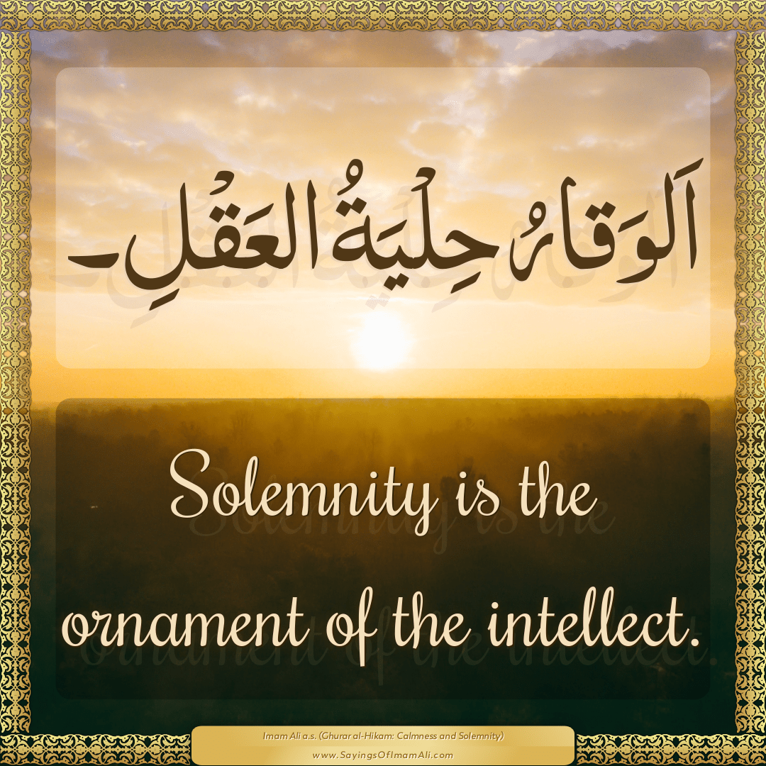 Solemnity is the ornament of the intellect.